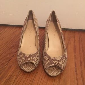 Ivanka Trump Python Peep-toe Wedges